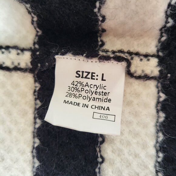 Women’s Sidefeel Black & White Striped Button-Down Cardigan Sweater–Size L - Picture 3 of 5